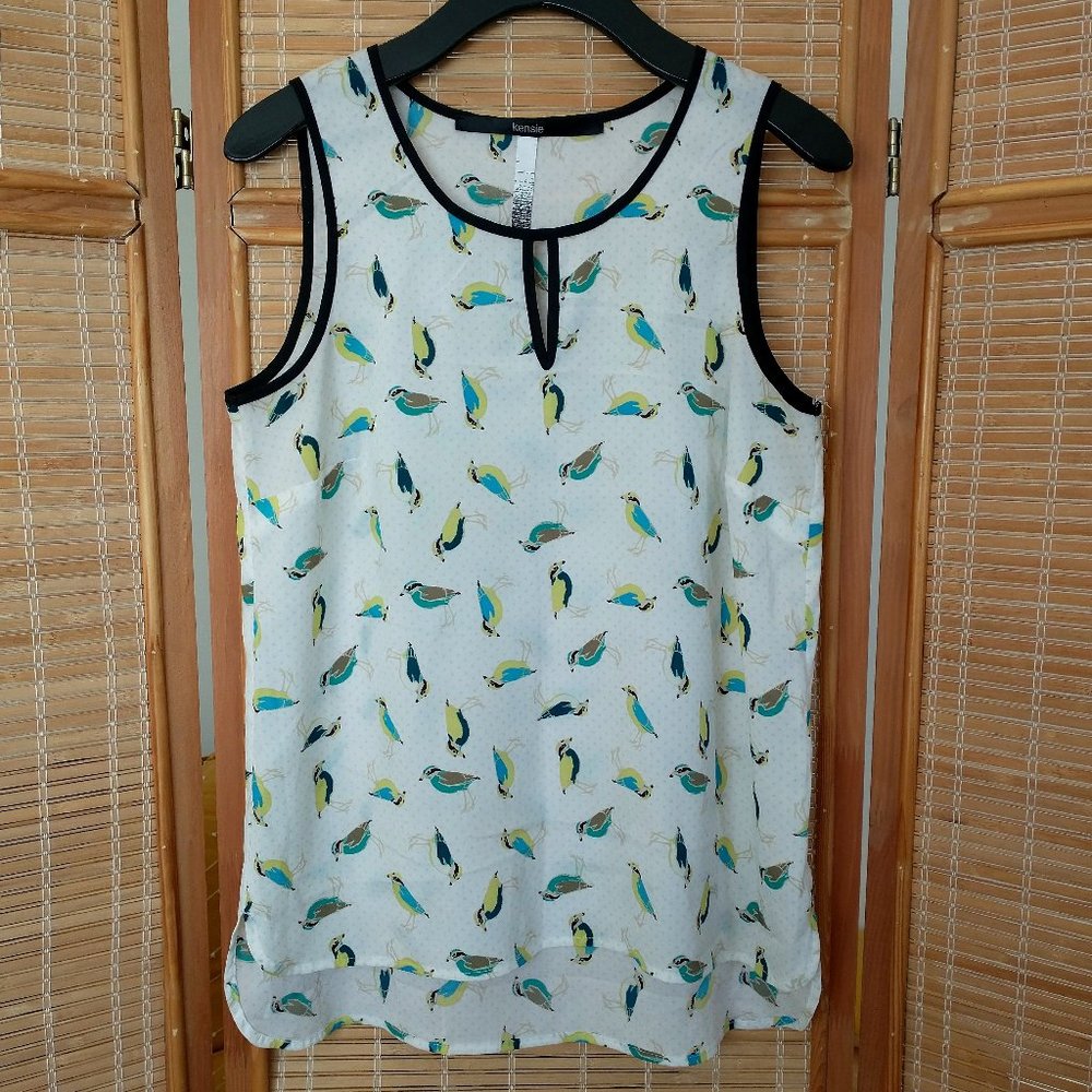 Kensie | Sleeveless Bird Pattern Top Size Small